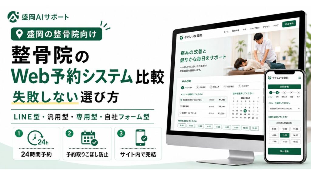 整骨院のWeb予約システムの種類を比較し失敗しない選び方を解説するイメージ